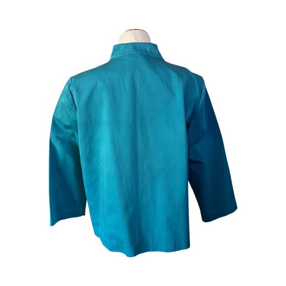 Lafayette 148 New York Teal Swing Jacket XXL 100% Cotton Stand Collar - Picture 6 of 6